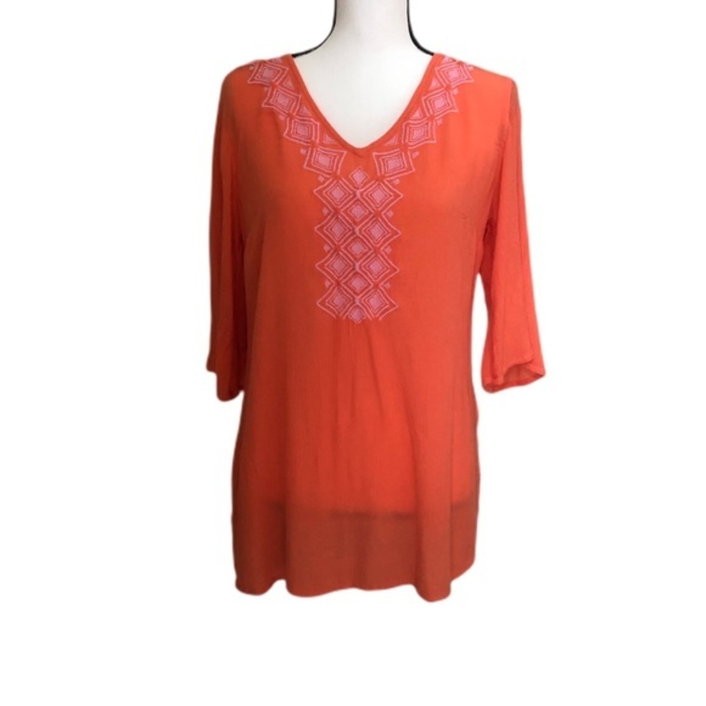 Lilly Pulitzer Three Quarter Sleeve Coral Tunic Top